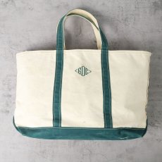 画像1: 80's L.L.Bean "BOAT AND TOTE" 刺繍入り ジップトップ キャンバストートバッグ LARGE (1)