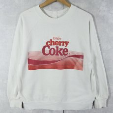 画像1: 80〜90's "Enjoy cherry Coke" 炭酸飲料 ロゴプリントラグランスウェット (1)