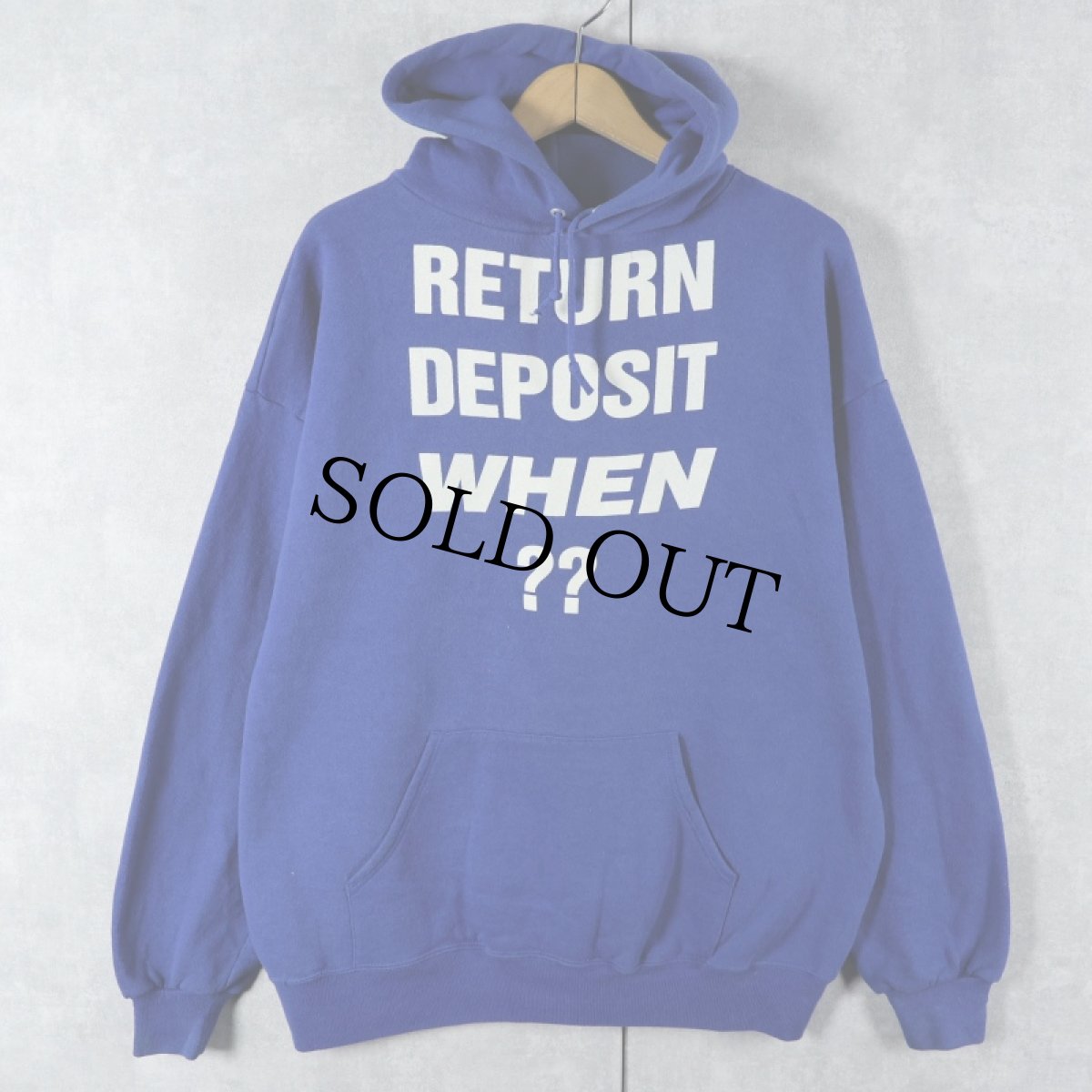 画像1: 80〜90's USA製 "RETURN DEPOSIT WHEN ??" プリントスウェットフーディー XL (1)