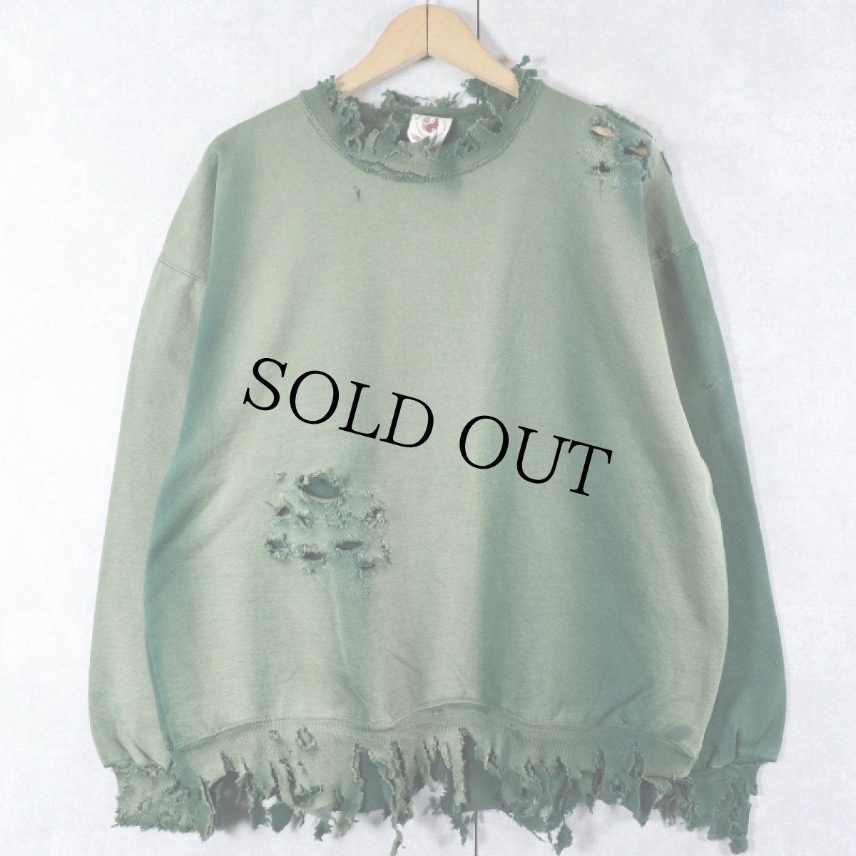 画像1: 90's Maggie's Organic Cotton USA製 フェード×ボロ加工 スウェット L (1)