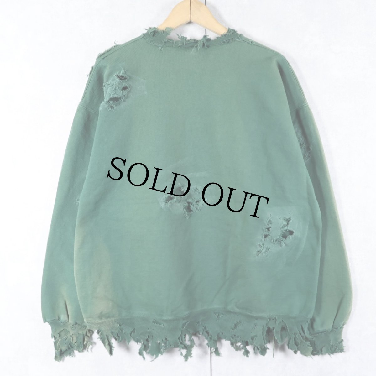 画像2: 90's Maggie's Organic Cotton USA製 フェード×ボロ加工 スウェット L (2)