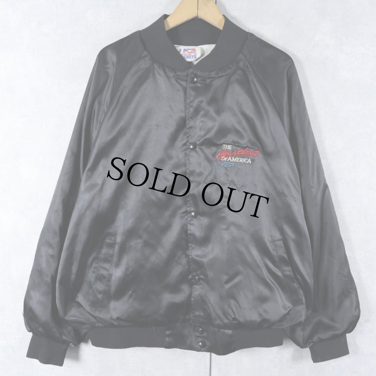 画像2: 70〜80's USA JACKETS "The Heartbeat of America CHEVELLE" 刺繍入り ナイロンスタジャン BLACK (2)