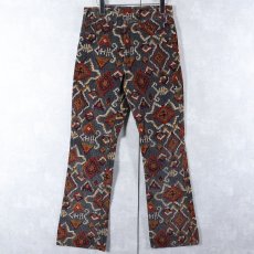 画像1: 60〜70's Levi's 総柄 BIGE ブーツカット プリントコーデュロイパンツ W30 (1)
