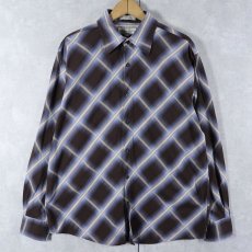 画像1: Eighty Eight オンブレーチェック柄 コットンドゥエボットーニシャツ L (1)