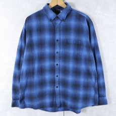 画像1: PENDLETON "MASON" オンブレーチェック柄 コットンボタンダウンシャツ XL (1)
