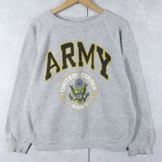 画像1: 90's Hanes USA製 "ARMY" プリントラグランスウェット L (1)