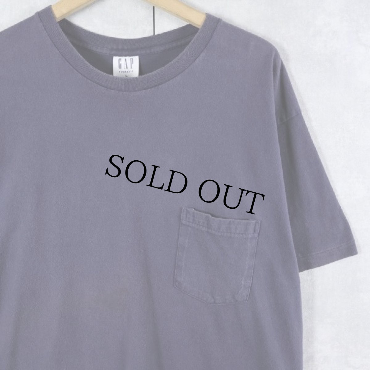 画像1: 90's GAP USA製 無地ポケットTシャツ NAVY L (1)
