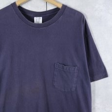 画像1: 90's GAP USA製 無地ポケットTシャツ NAVY L (1)
