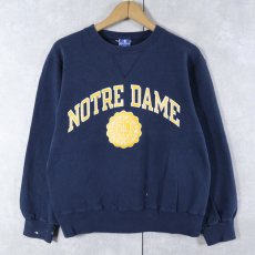 画像1: 90's Champion 青刺繍タグ 中期 USA製 "NOTRE DAME" プリントスウェット NAVY S (1)