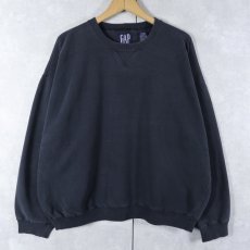 画像1: 90's GAP 前V 無地スウェット BLACK XL (1)