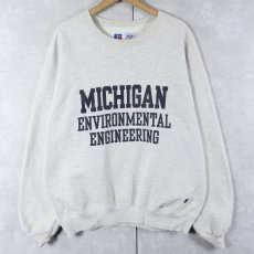 画像1: 90's RUSSELL ATHLETIC HIGH COTTON USA製 "MICHIGAN" 前V プリントスウェット XL (1)