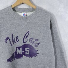 画像1: 80's RUSSELL ATHLETIC USA製 "The Cats" 前V ウイングフットプリントスウェット M (1)