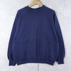 画像1: 80's USA製 無地ラグランスウェット NAVY XL (1)