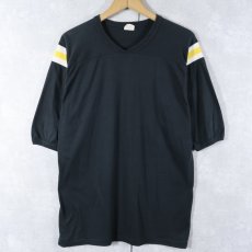 画像1: 80's FRUIT OF THE LOOM USA製 フットボールTシャツ BLACK XL (1)
