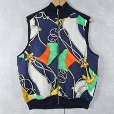 画像1: 90's〜 LAUREN RALPH LAUREN スカーフ柄 シルクベスト XL (1)