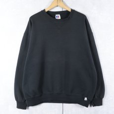 画像1: 90's RUSSELL ATHLETIC USA製 前V 無地スウェット BLACK XL (1)