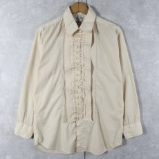 画像1: 70's L&M Fashions コットン×ポリエステル フリルシャツ M (1)