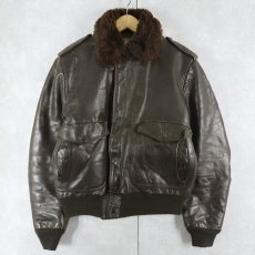 画像1: "G-1 TYPE" レザーフライトジャケット BROWN SIZE42 (1)