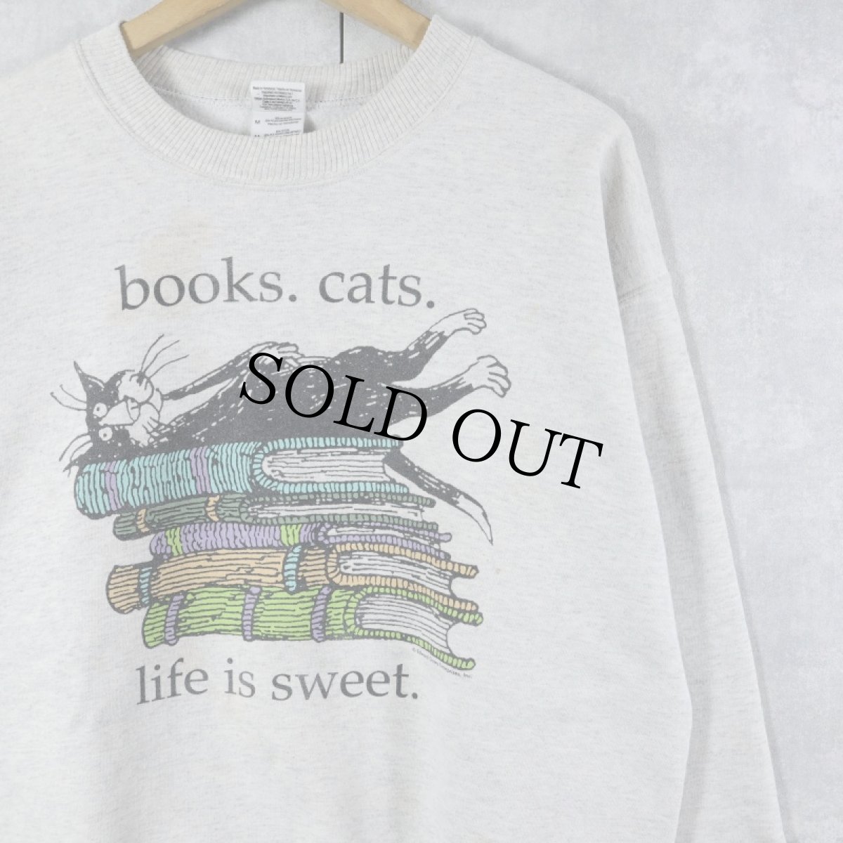 画像1: Edward Gorey "books.cats." 本×ねこ プリントスウェット M (1)
