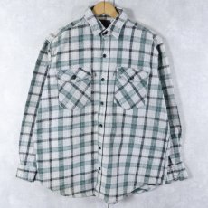 画像1: 90's DAKOTA チェック柄 ヘビーネルシャツ L (1)