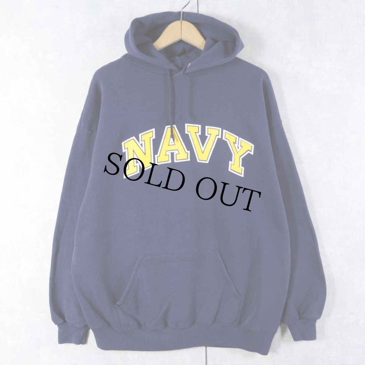 画像1: 90's USA製 "NAVY" プリントスウェットフーディー NAVY XXL (1)