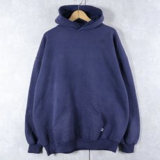画像1: 90's RUSSELL ATHLETIC USA製 無地スウェットフーディー NAVY XXL (1)