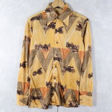 画像1: 70's VAN HEUSEN 総柄 ナイロンシャツ (1)