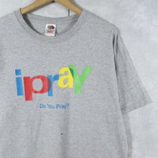 画像1: 2000's "ipray Do You Pray?" ジーザスパロディプリントTシャツ L (1)