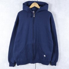 画像1: 90's RUSSELL ATHLETIC USA製 スウェットジップパーカー NAVY L (1)
