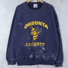 画像1: 90's USA製 "ONEONTA JACKETS" プリントスウェットフーディー NAVY XL (1)