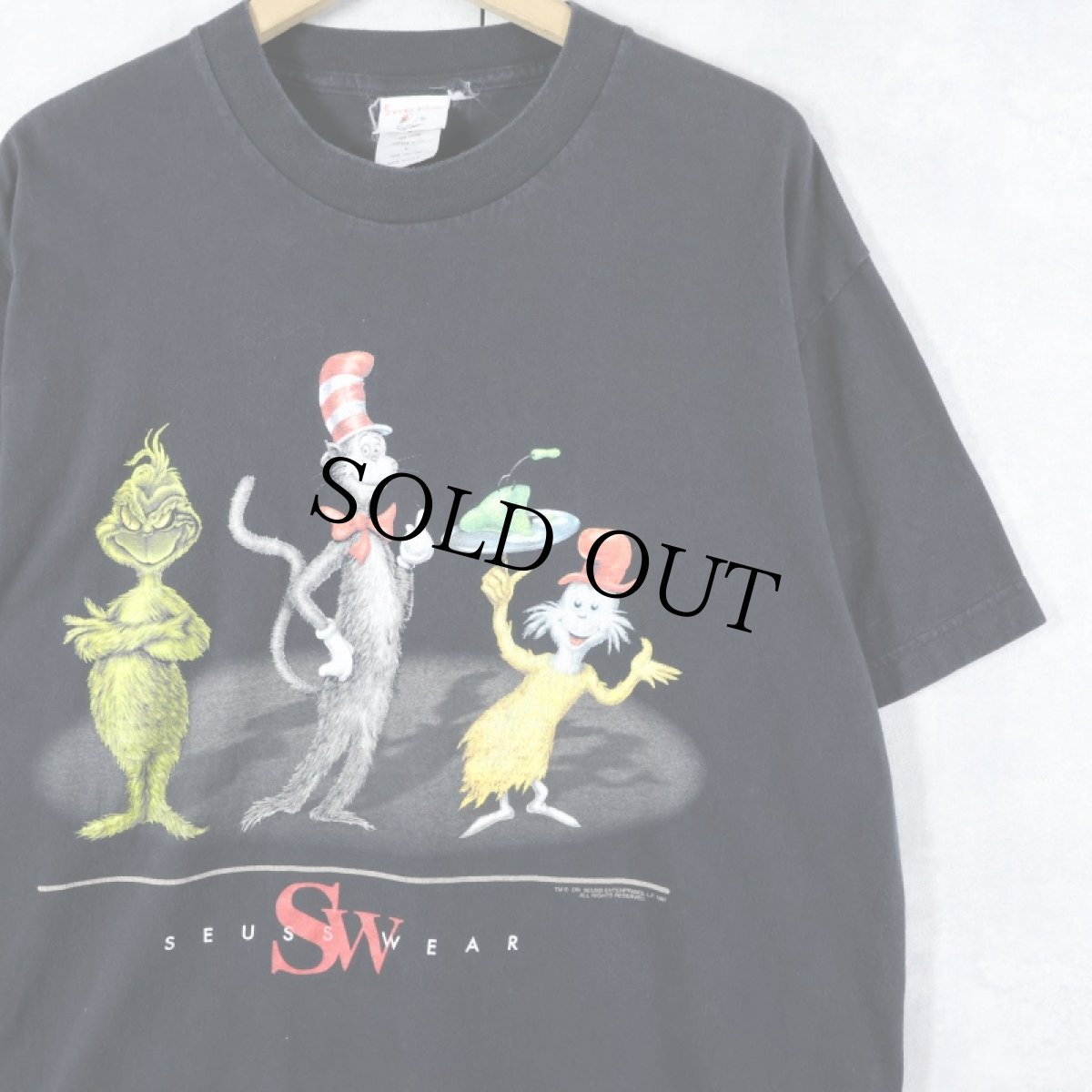 画像1: 90's Dr.Seuss USA製 キャラクターパロディプリントTシャツ BLACK L (1)
