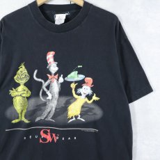 画像1: 90's Dr.Seuss USA製 キャラクターパロディプリントTシャツ BLACK L (1)