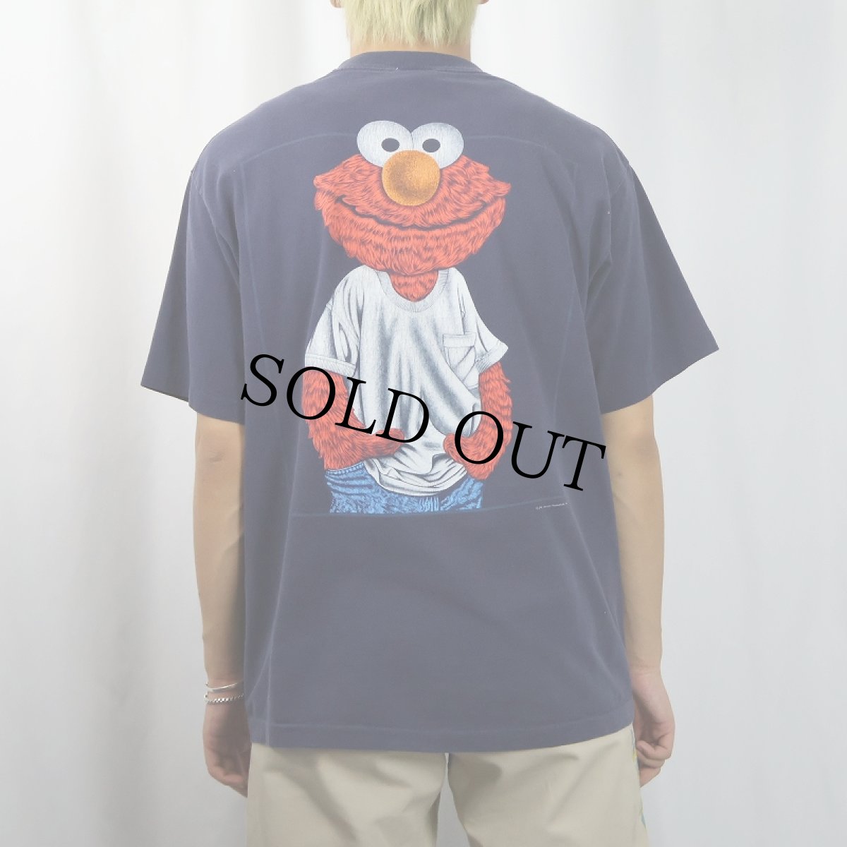 画像4: 90's SESAME STREET "ELMO" キャラクタープリントTシャツ NAVY (4)