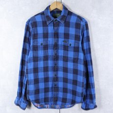 画像1: 80〜90's POLO COUNTRY Ralph Lauren バッファローチェック柄 ダブルフェイス コットンガーゼシャツ S (1)