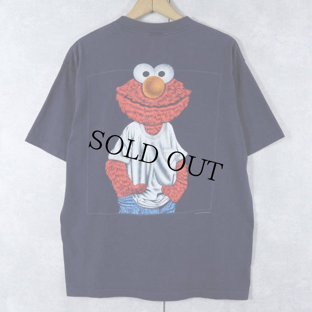 画像1: 90's SESAME STREET "ELMO" キャラクタープリントTシャツ NAVY (1)