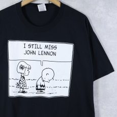 画像1: PEANUTS "I STILL MISS JOHN LENNON" パロディプリントTシャツ BLACK L (1)