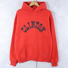 画像1: 80's RUSSELL ATHLETIC USA製 "CLINTON"  プリントスウェットフーディー L (1)