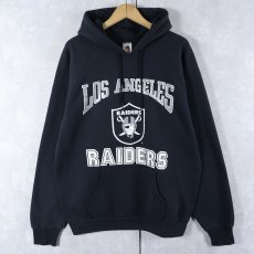 画像1: 90's USA製 "LOS ANGELES RAIDERS" フットボールチーム プリントスウェットフーディー BLACK XL (1)