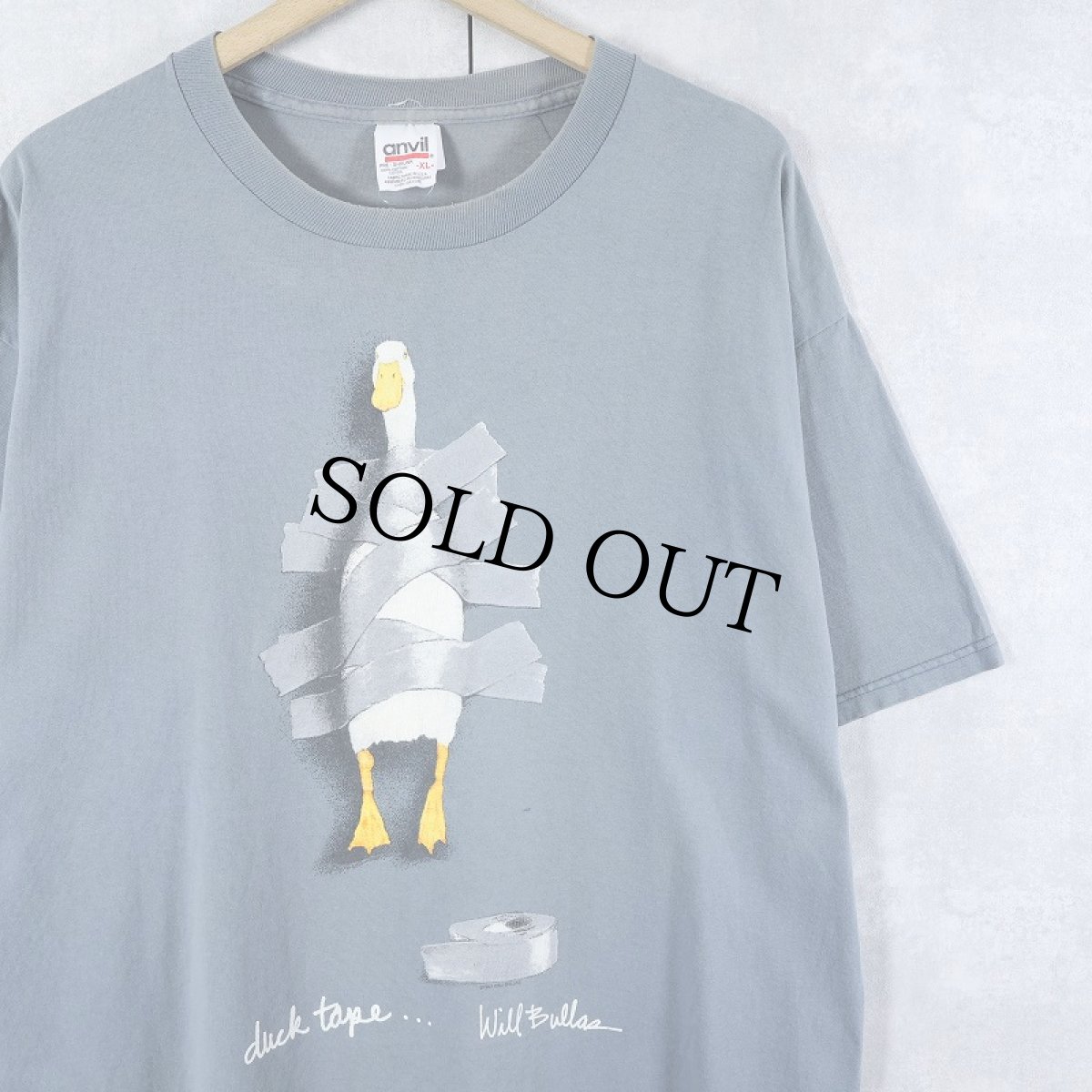 画像1: 90's Will Bullas "Duck Tape" アートプリントTシャツ GRAY XL (1)