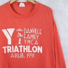 画像1: 90's USA製 "DANVILLE FAMILY YMCA" トライアスロン大会 プリントロンT XL (1)
