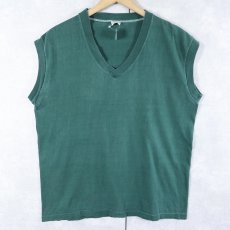 画像1: 60〜70's PENNEY'S TOWNCRAFT Vネック 無地ノースリーブTシャツ L (1)