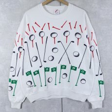 画像1: 90's MICHIGAN RAG CO. USA製 ゴルフ柄 スウェット L (1)