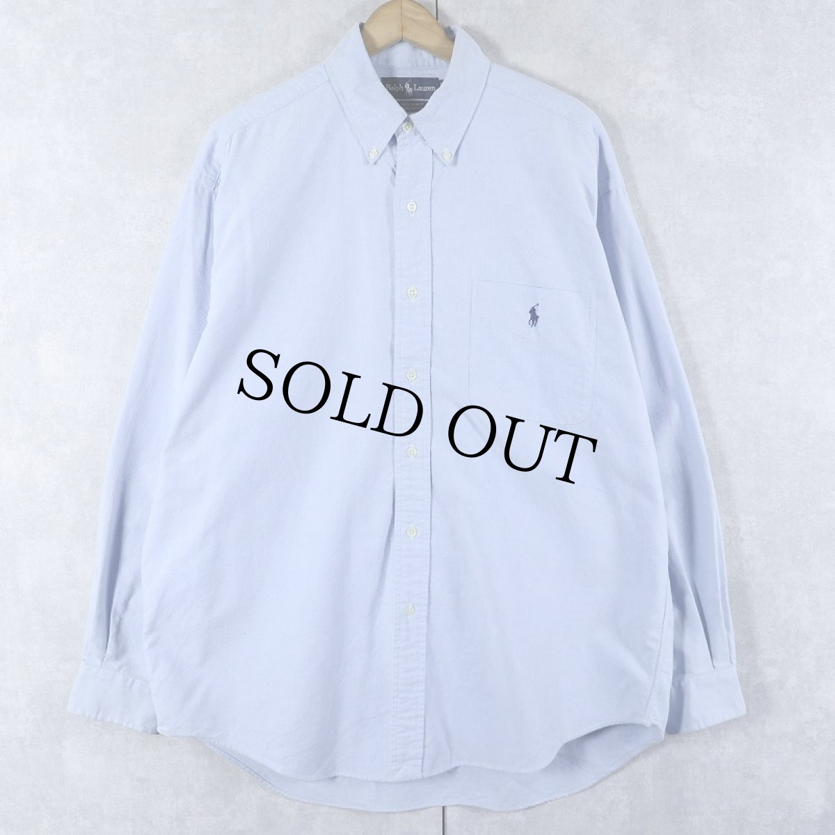 画像1: POLO Ralph Lauren "BIG SHIRT" ロゴ刺繍 コットンボタンダウンシャツ M (1)