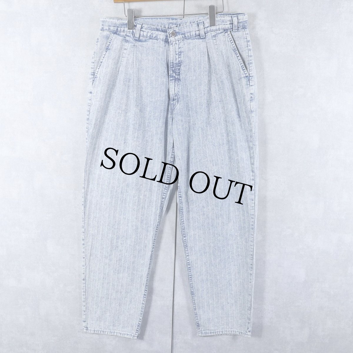 画像1: 90's Levi's 828 SILVERTAB USA製 ストライプ柄織 ケミカルウォッシュ 2タックデニムパンツ W36 (1)