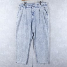 画像1: 90's Levi's 828 SILVERTAB USA製 ストライプ柄織 ケミカルウォッシュ 2タックデニムパンツ W36 (1)