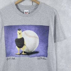 画像1: 90's Will Bullas "fowl ball" アートプリントTシャツ M (1)