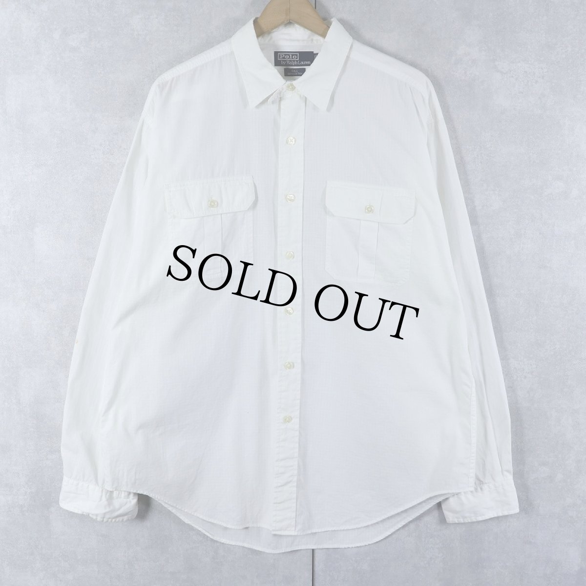 画像1: POLO Ralph Lauren "GILL" チンスト付き リップストップコットン ワークシャツ L (1)