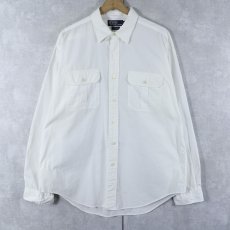 画像1: POLO Ralph Lauren "GILL" チンスト付き リップストップコットン ワークシャツ L (1)