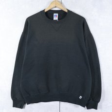 画像1: 90's〜 RUSSELL ATHLETIC USA製 前V 無地スウェット BLACK L (1)