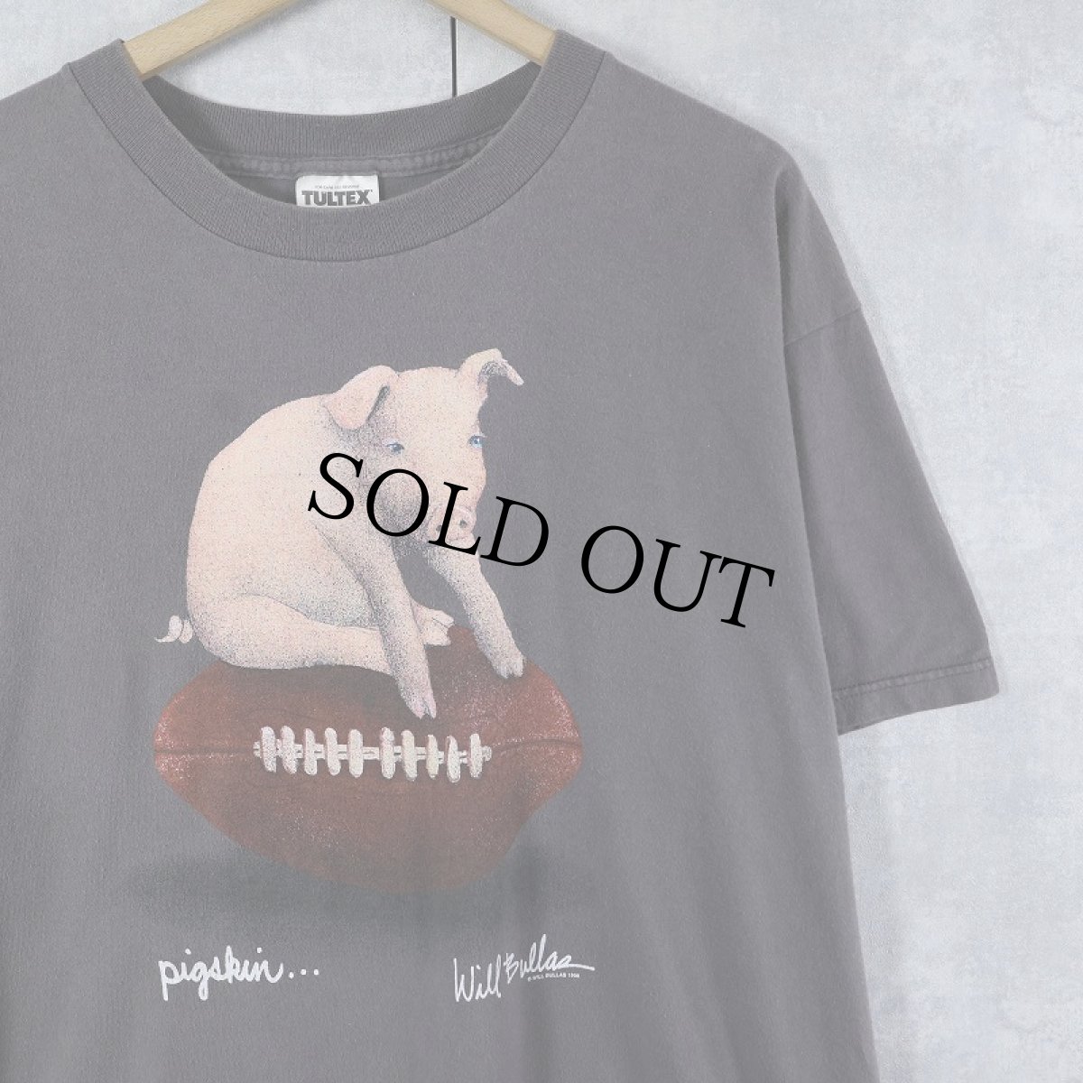 画像1: 90's Will Bullas "pigskin" アートプリントTシャツ XL (1)